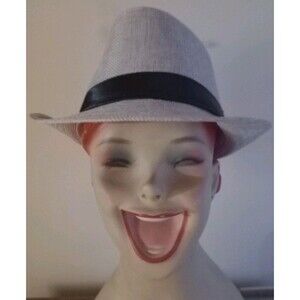 Flax & Linen Fedora Light Tan Hat Black Band Men & Women Light Weight Sz L New